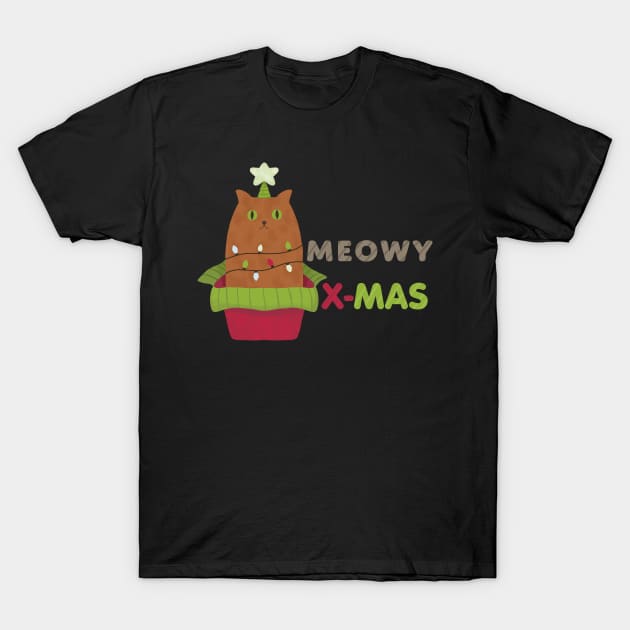 meowy christmas T-Shirt by derangedexplorer